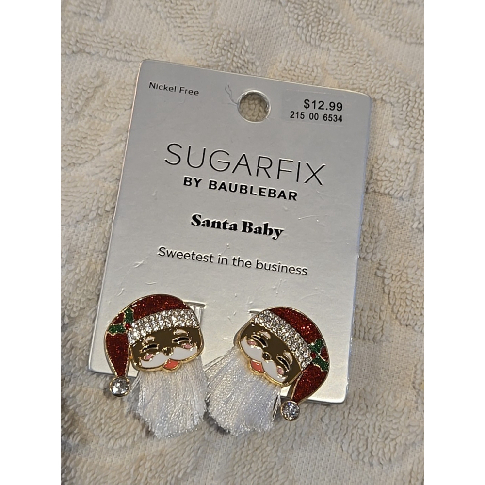 Sugarfix by Baublebar Nickel Free Earrings Santa Baby Cute Beard New (235)